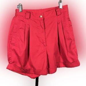 Vintage Karen Scott High Rise Pleated Red Shorts 10P